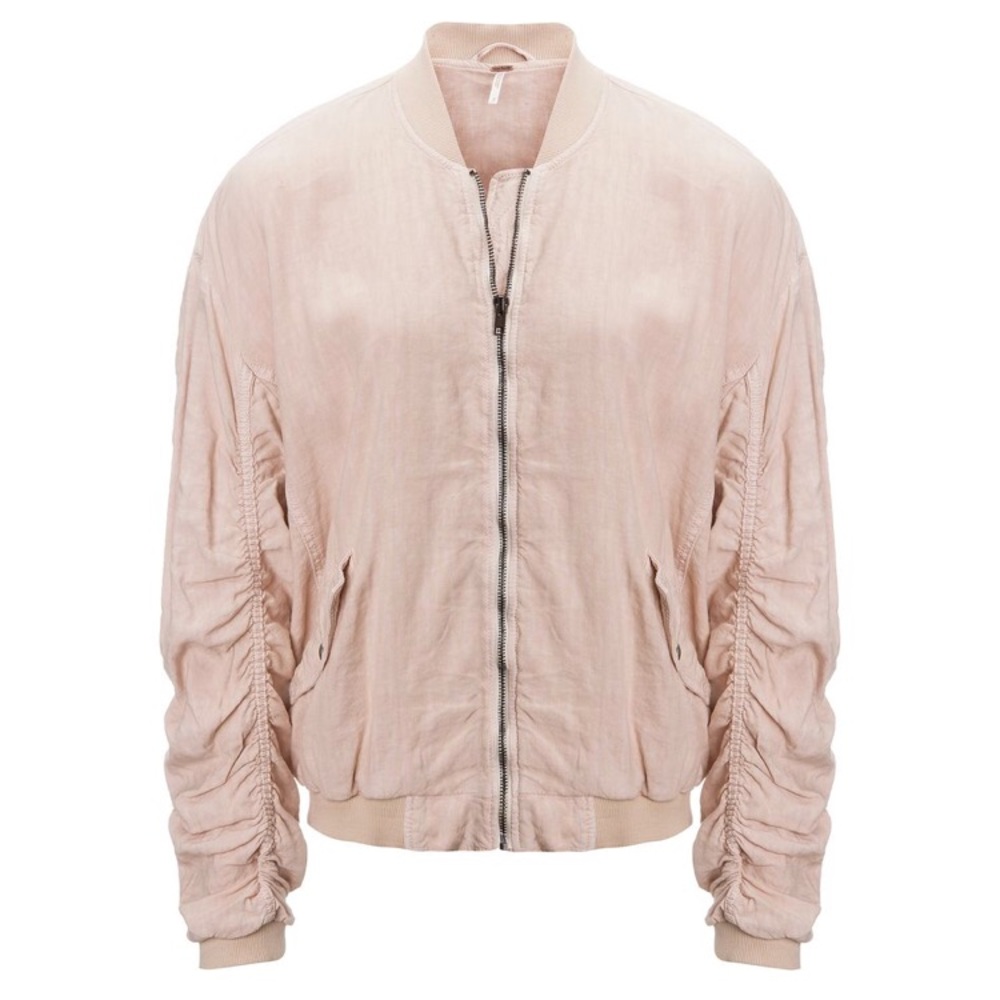 NWT Free People ruched linen bomber jacket, S